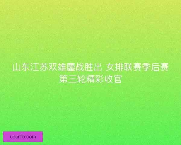 山东江苏双雄鏖战胜出 女排联赛季后赛第三轮精彩收官